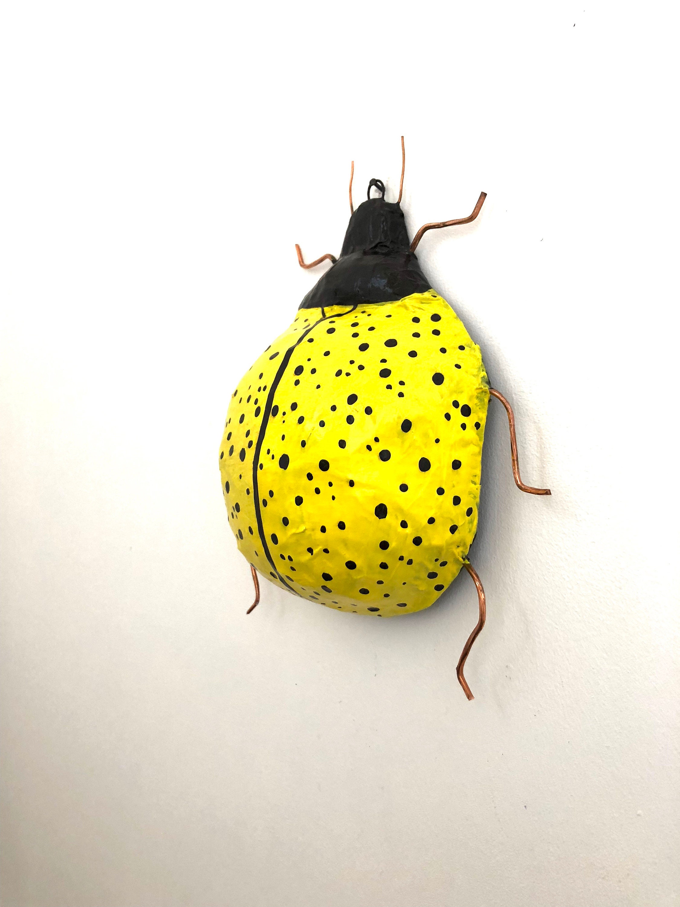 Paper mache Yellow Ladybird sculpture Ladybug decor Insect Etsy