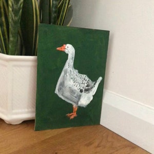 Acrylic painting of a Grey Goose, Goose artwork, bird art, wall art, folk art, original artwork, unique gift, whimsical art, recycled art image 8