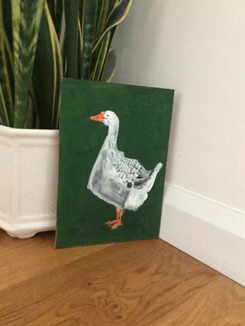 Acrylic painting of a Grey Goose, Goose artwork, bird art, wall art, folk art, original artwork, unique gift, whimsical art, recycled art image 8