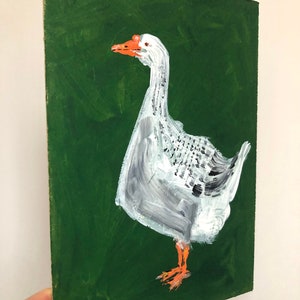 Acrylic painting of a Grey Goose, Goose artwork, bird art, wall art, folk art, original artwork, unique gift, whimsical art, recycled art image 3