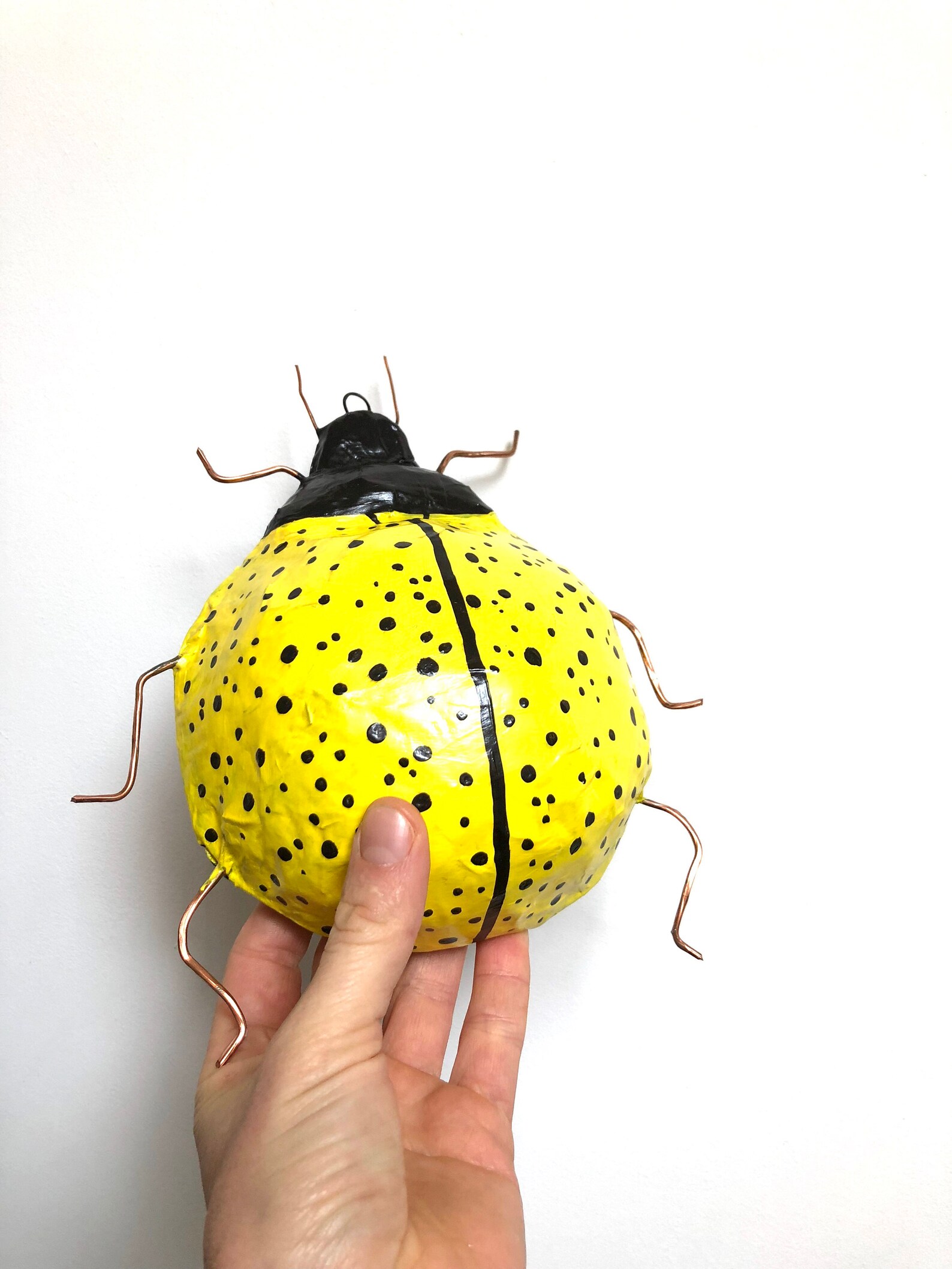 Paper mache Yellow Ladybird sculpture Ladybug decor Insect Etsy
