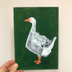 Acrylic painting of a Grey Goose, Goose artwork, bird art, wall art, folk art, original artwork, unique gift, whimsical art, recycled art image 2