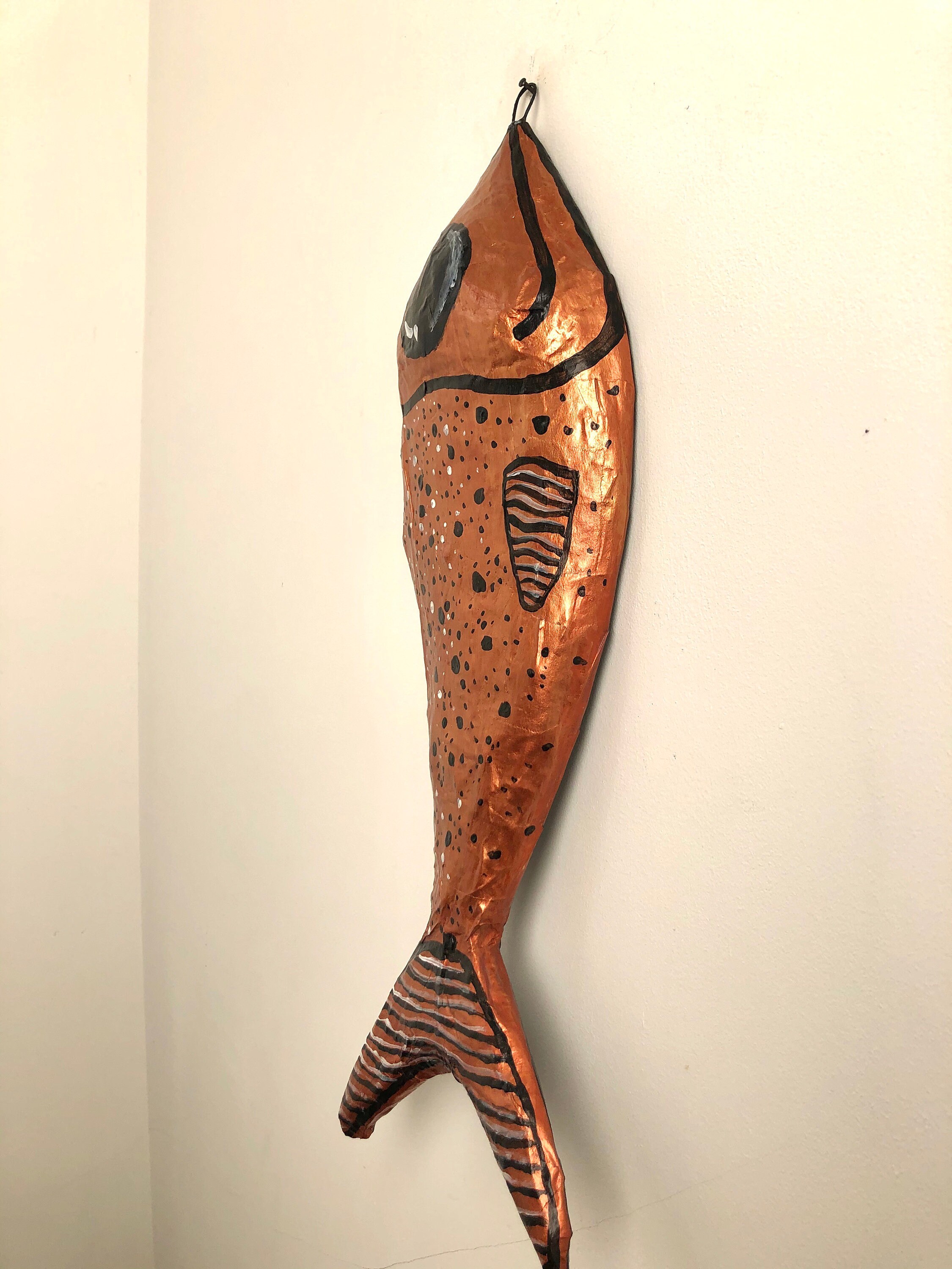 Paper Mache Copper Fish Sculpture Big Copper Fish Wall Art Etsy UK