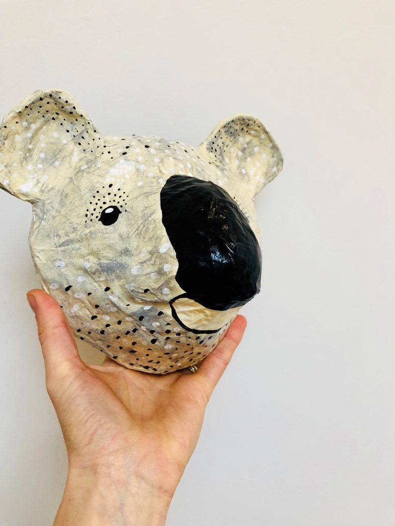 Paper mache Koala bear / paper mache animal head / Koala bear Etsy