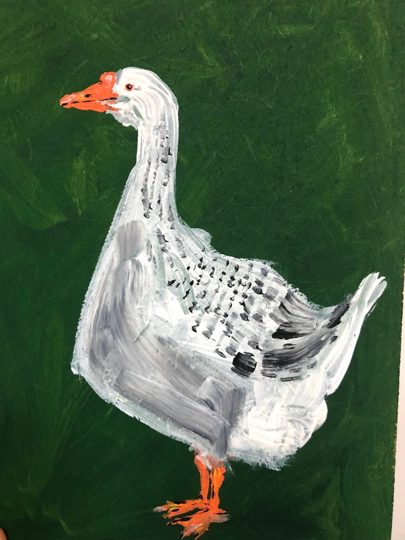 Acrylic painting of a Grey Goose, Goose artwork, bird art, wall art, folk art, original artwork, unique gift, whimsical art, recycled art image 4