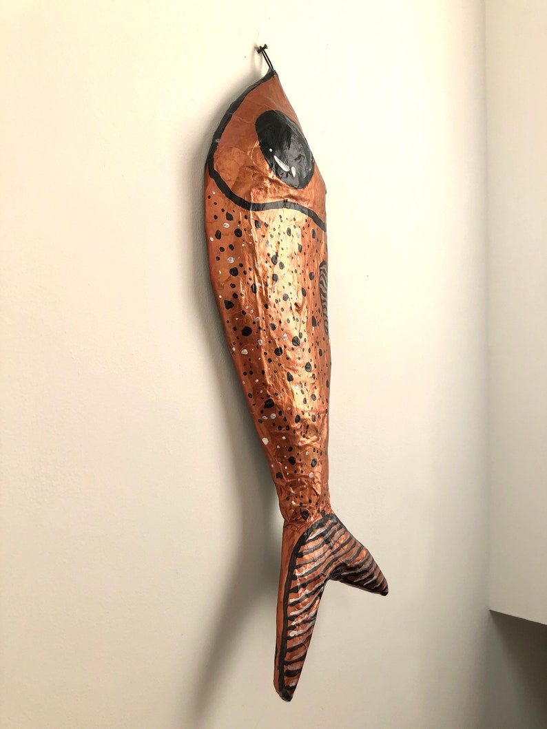 Paper Mache Copper Fish Sculpture Big Copper Fish Wall Art Etsy UK