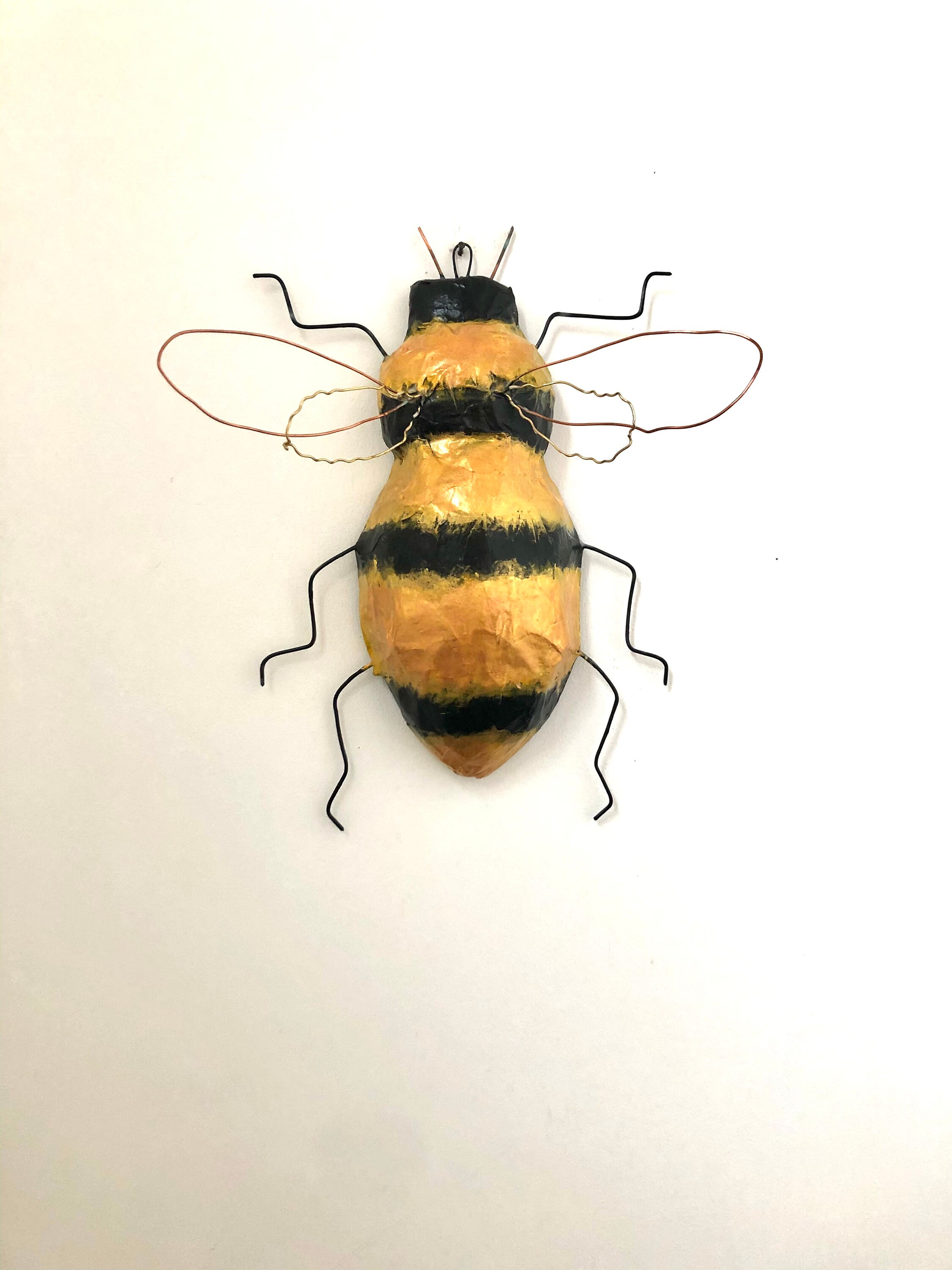 Paper Bee Sculpture Paper Mache Bee Insect Art Bee Wall Etsy