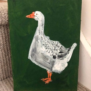 Acrylic painting of a Grey Goose, Goose artwork, bird art, wall art, folk art, original artwork, unique gift, whimsical art, recycled art image 7