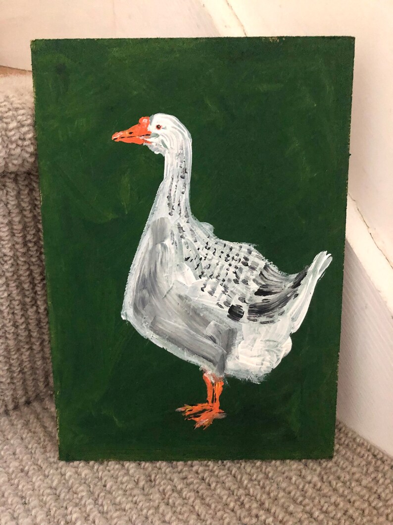 Acrylic painting of a Grey Goose, Goose artwork, bird art, wall art, folk art, original artwork, unique gift, whimsical art, recycled art image 7