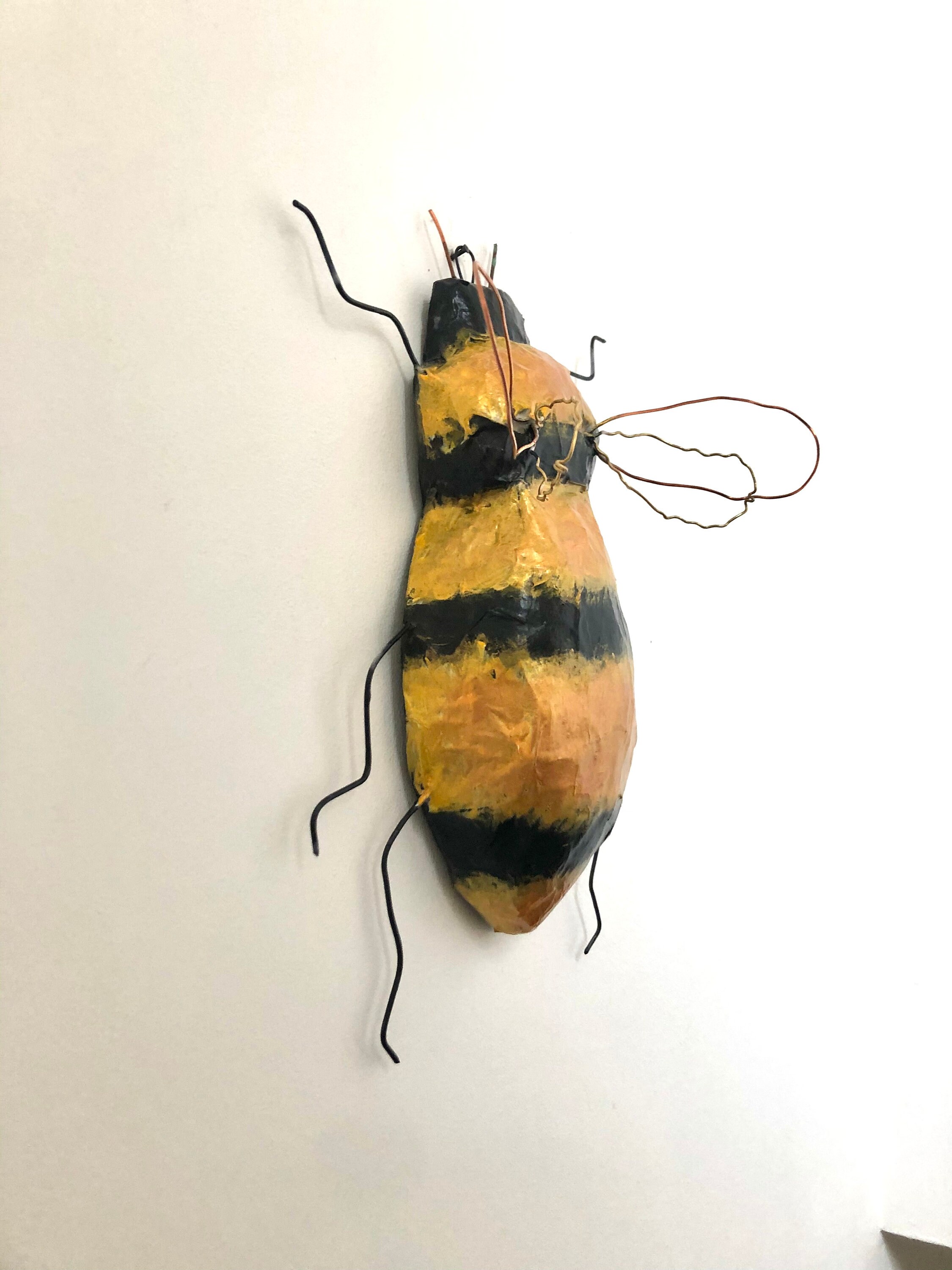 Paper Bee Sculpture Paper Mache Bee Insect Art Bee Wall Etsy