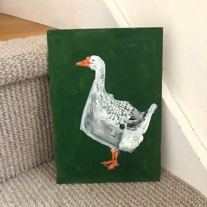 Acrylic painting of a Grey Goose, Goose artwork, bird art, wall art, folk art, original artwork, unique gift, whimsical art, recycled art image 6