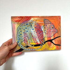 アクリルカメレオンの絵画 - Etsy 日本
