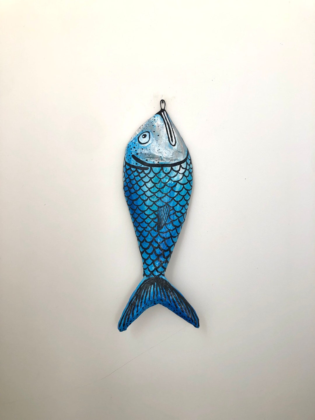 Paper Mache Copper Fish Sculpture, Big Copper Fish Wall Art, Wall