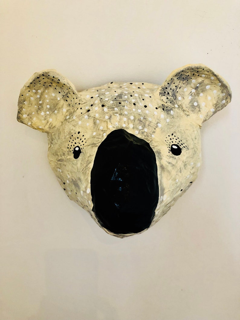 Paper mache Koala bear / paper mache animal head / Koala bear Etsy