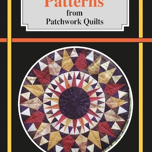 May include: A book cover with the title "Geometric Patterns from Patchwork Quilts" and the author's name "Robert Field". The cover features a colorful quilt pattern with a starburst design in shades of red, yellow, and purple.