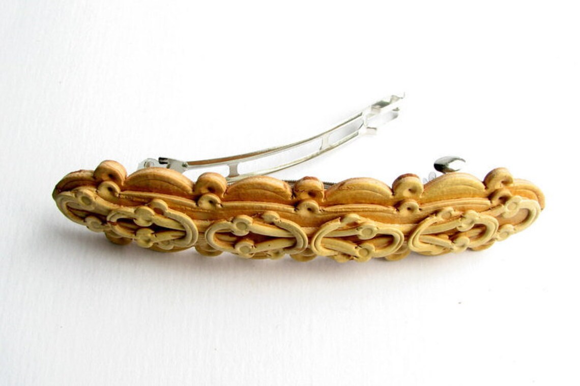 Hair Barrette Wooden Barrette Birch Bark Barrette Women Etsy