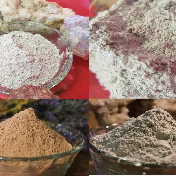 Bentonite Clay, Red Clay and Green Clay - 6oz Total! All Natural Cosmetic Clay Collection