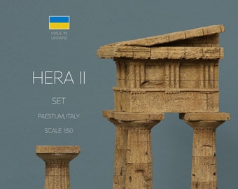 Historical replica of ancient architecture • Corner and Doric column of the Second Temple Hera II • Ancient roman decor•Gifts for architects