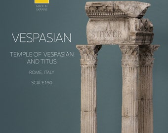 Architectural scale model Temple of Vespasian and Titus • Roman architecture museum replica • Gift for collectors • Ancient greek home decor