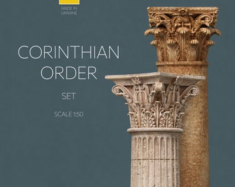 Сorinthian order columns set • Architectural cork model •  Ancient Rome gifts • Historical replicas • Unique home decor • Professor gift