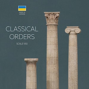 Greek columns set • Сorinthian order column • Doric order column • Ionic order of architecture • Greek mythology decor  • Library decor