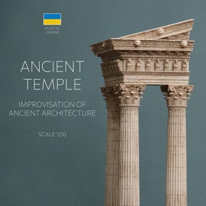Cork model of Ancient Temple • Improvisation of ancient architecture • Ancient greek diorama • Corinthian column for interior architecture