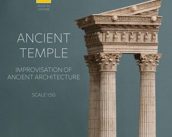 Cork model of Ancient Temple • Improvisation of ancient architecture • Ancient greek diorama • Corinthian column for interior architecture