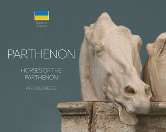 Sculptuurreplica Paarden van het Parthenon op de Atheense Akropolis • Paardenstandbeeld uit de Griekse mythologie • Oud-Grieks decor • Archeoloog cadeau