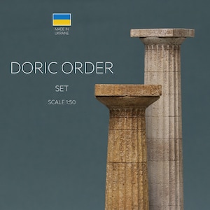 Greek columns from Hera II temple and Parthenon • Doric order column architectural cork model • Cultural home decor • Architectural replicas