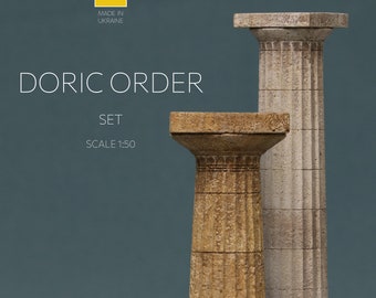 Greek columns from Hera II temple and Parthenon • Doric order column architectural cork model • Cultural home decor • Architectural replicas