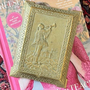 vintage Ornate Brass Notepad Holder Desk Organizer | Greek
