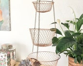 Vintage Tiered Copper Brass Mesh Hanging Baskets