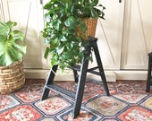 Vintage Step Stool Ladder Wood Plant Stand Farmhouse