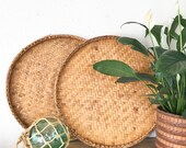 Vintage XL Wall Basket Asian serving tray 20 quot Bohemian Coastal Decor