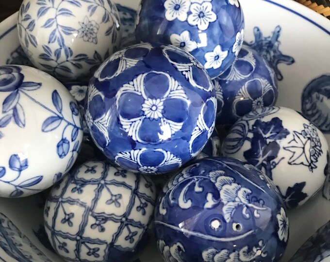 Blue and White Porcelain Carpet Balls Set of 3 Decorative Etsy