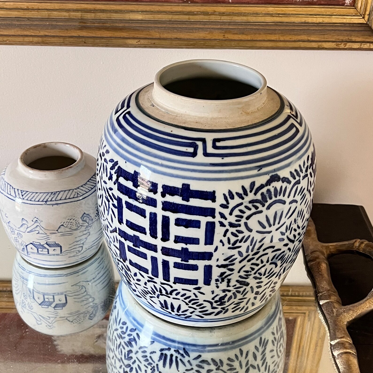 Chinese Double Happiness Ginger Jar Blue and White Etsy