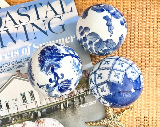 Blue and White Porcelain Carpet Balls Set of 3 Decorative Etsy