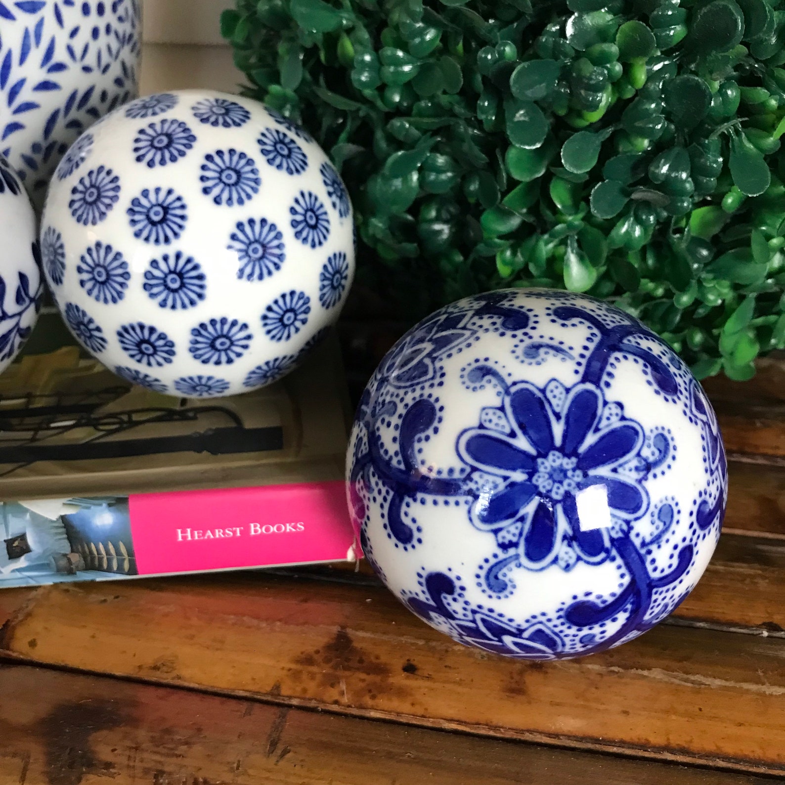 Blue and white Porcelain Carpet Balls set of 3 Decorative Etsy