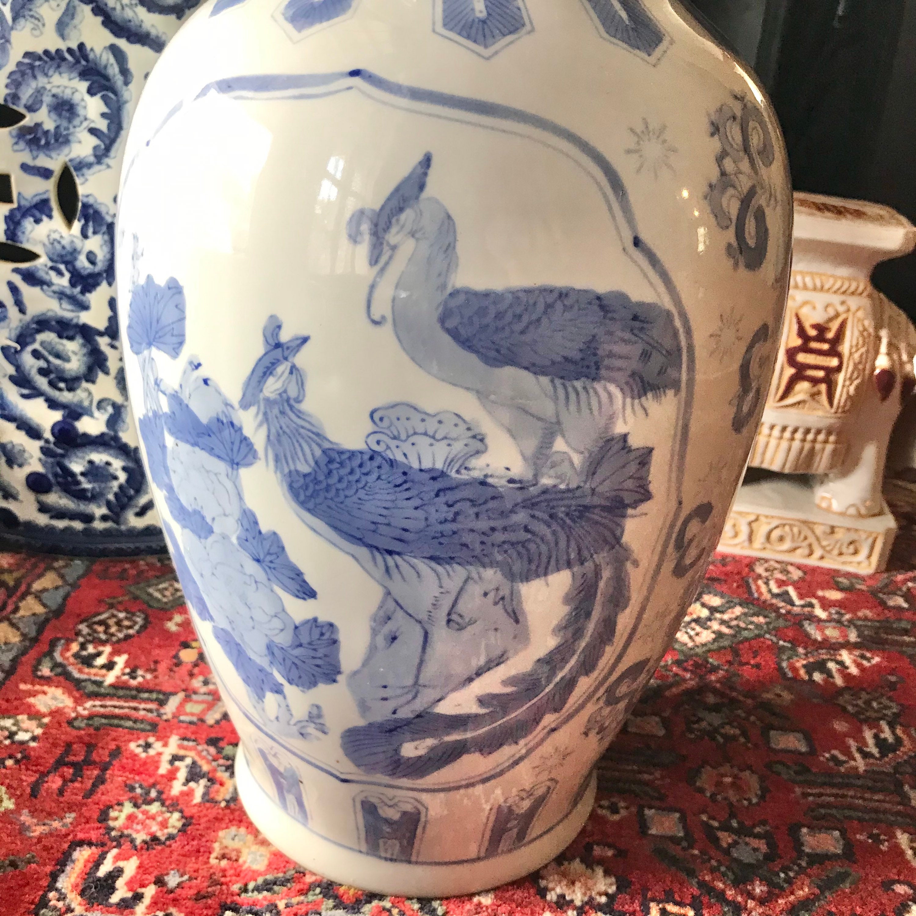 vintage blue and white chinese vase
