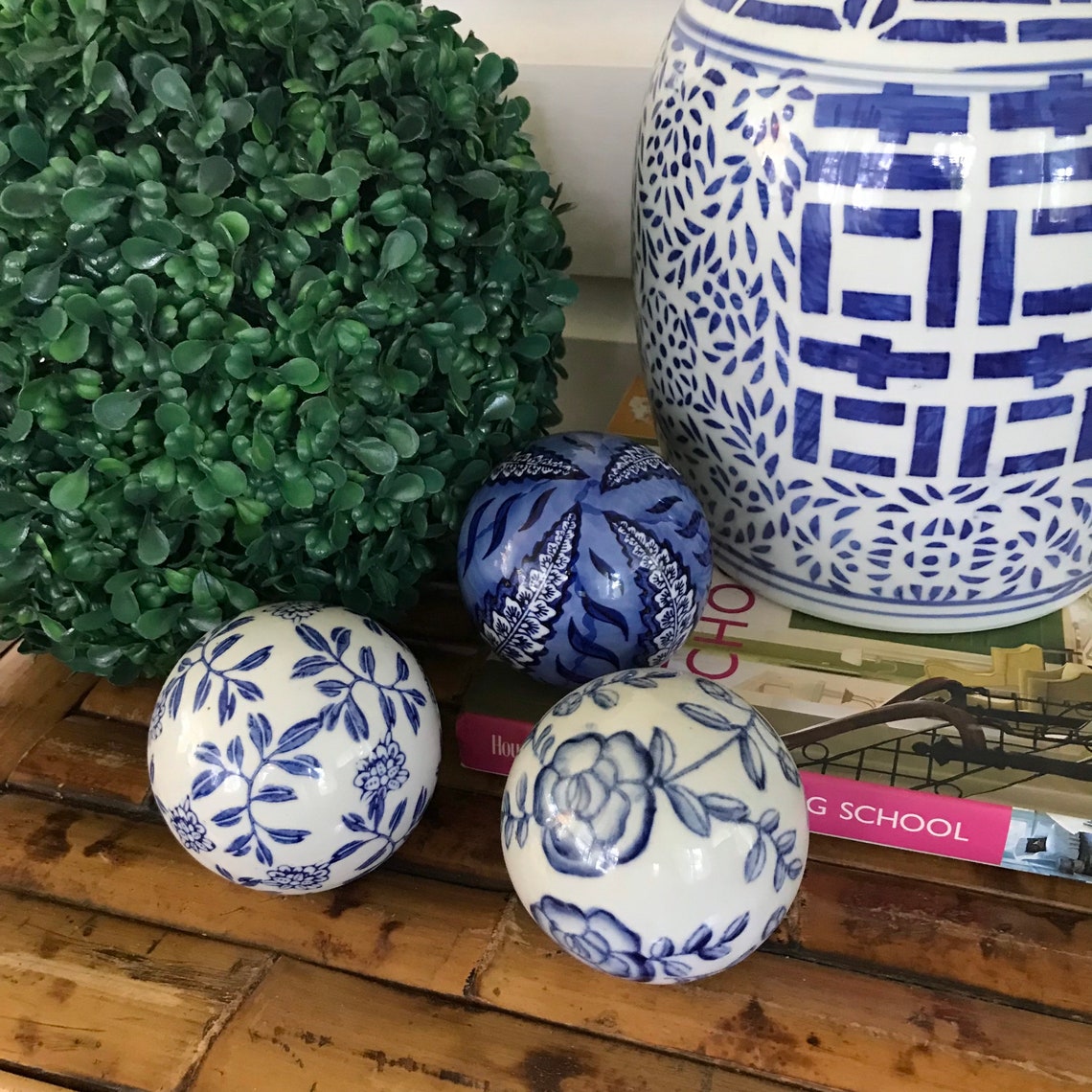 Blue and white Porcelain Carpet Balls set of 3 Decorative Etsy