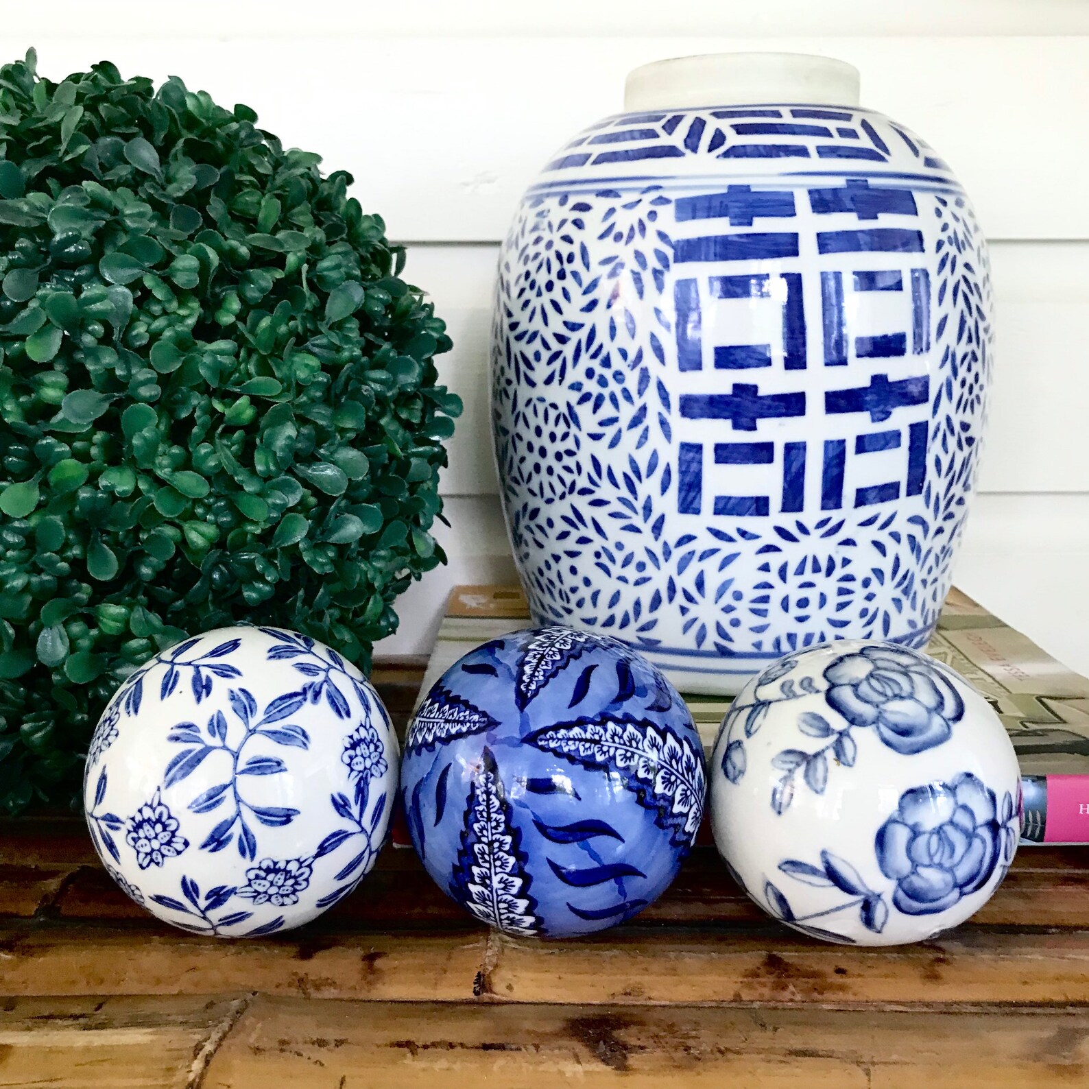 Blue and white Porcelain Carpet Balls set of 3 Decorative Etsy
