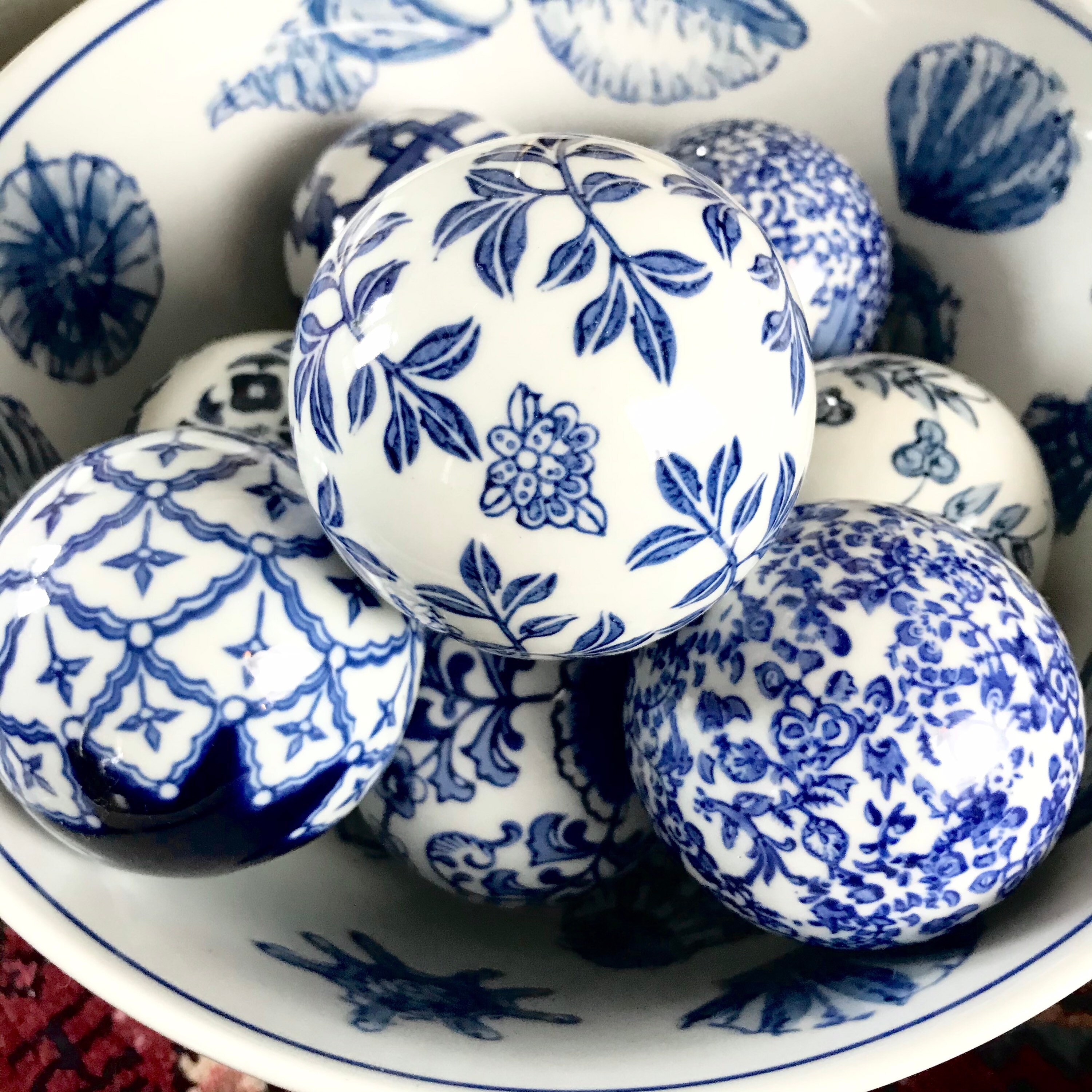 Blue and white Porcelain Carpet Balls set of 3 Decorative Etsy