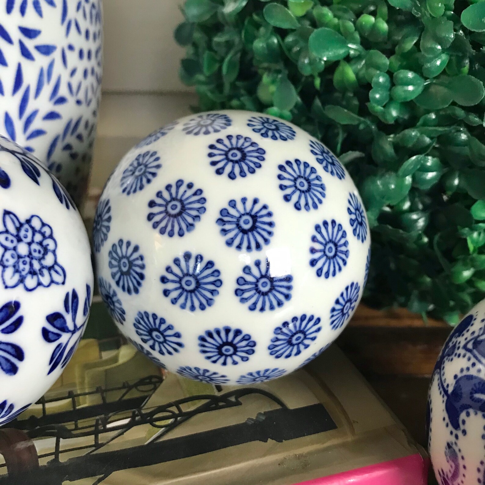 Blue and white Porcelain Carpet Balls set of 3 Decorative Etsy
