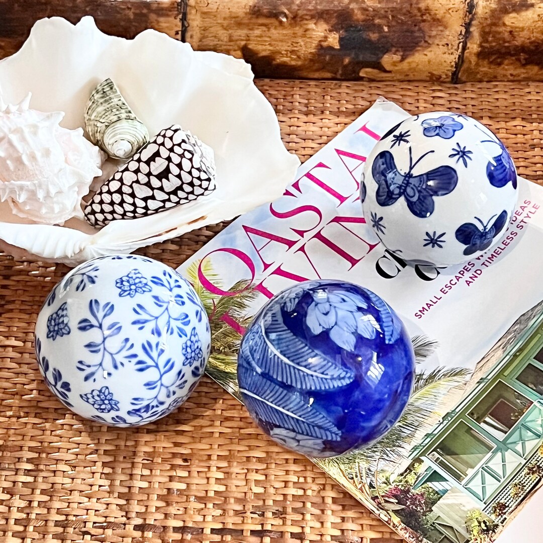 Blue and White Porcelain Carpet Balls Set of 3 Decorative Etsy