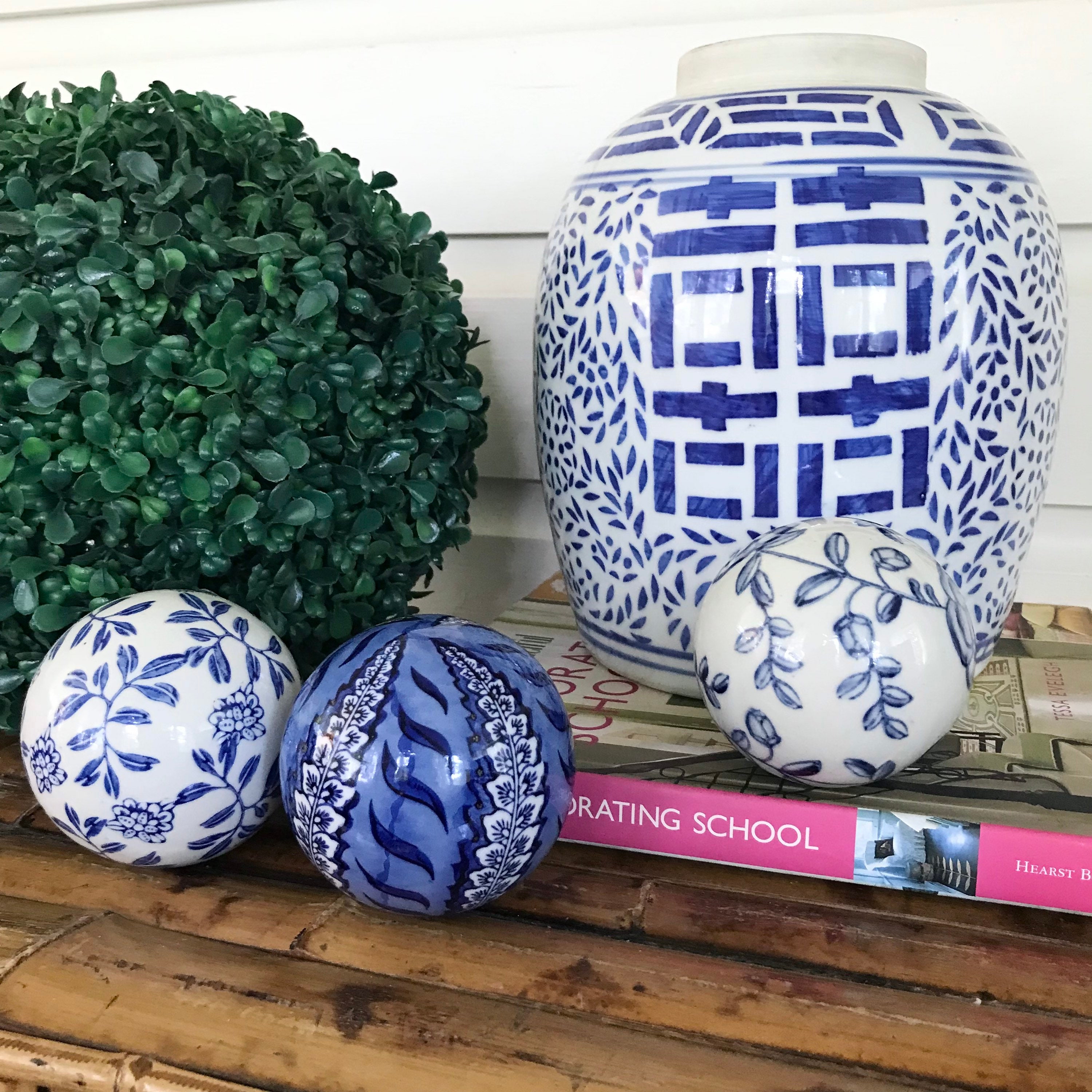 Blue and white Porcelain Carpet Balls set of 3 Decorative Etsy
