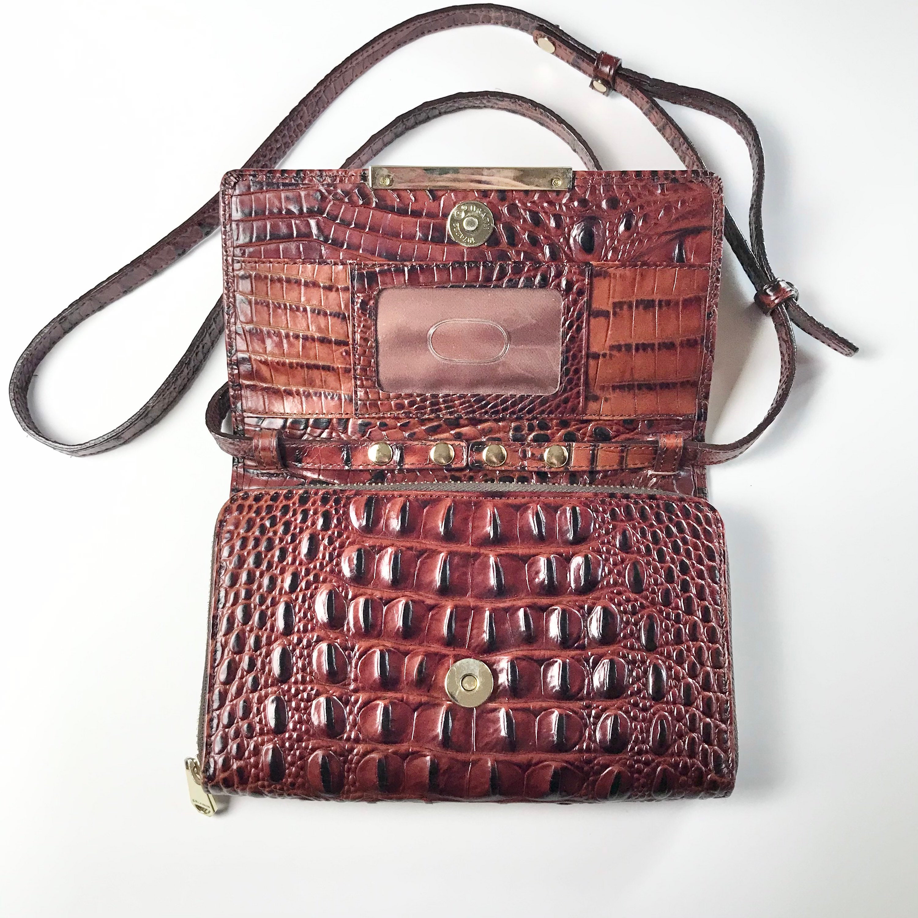 Brahmin Crossbody Purse / Wallet Clutch / Croc Embossed Etsy