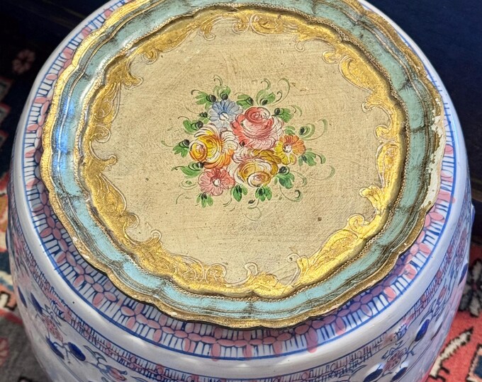 Vintage Italian Florentine Tray Blue and Gold Floral | Mid Century ...