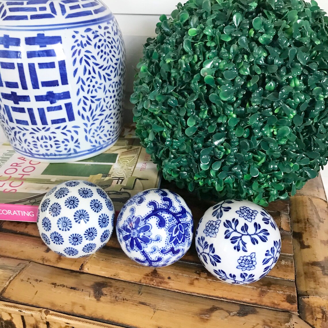 Blue and white Porcelain Carpet Balls set of 3 Decorative Etsy