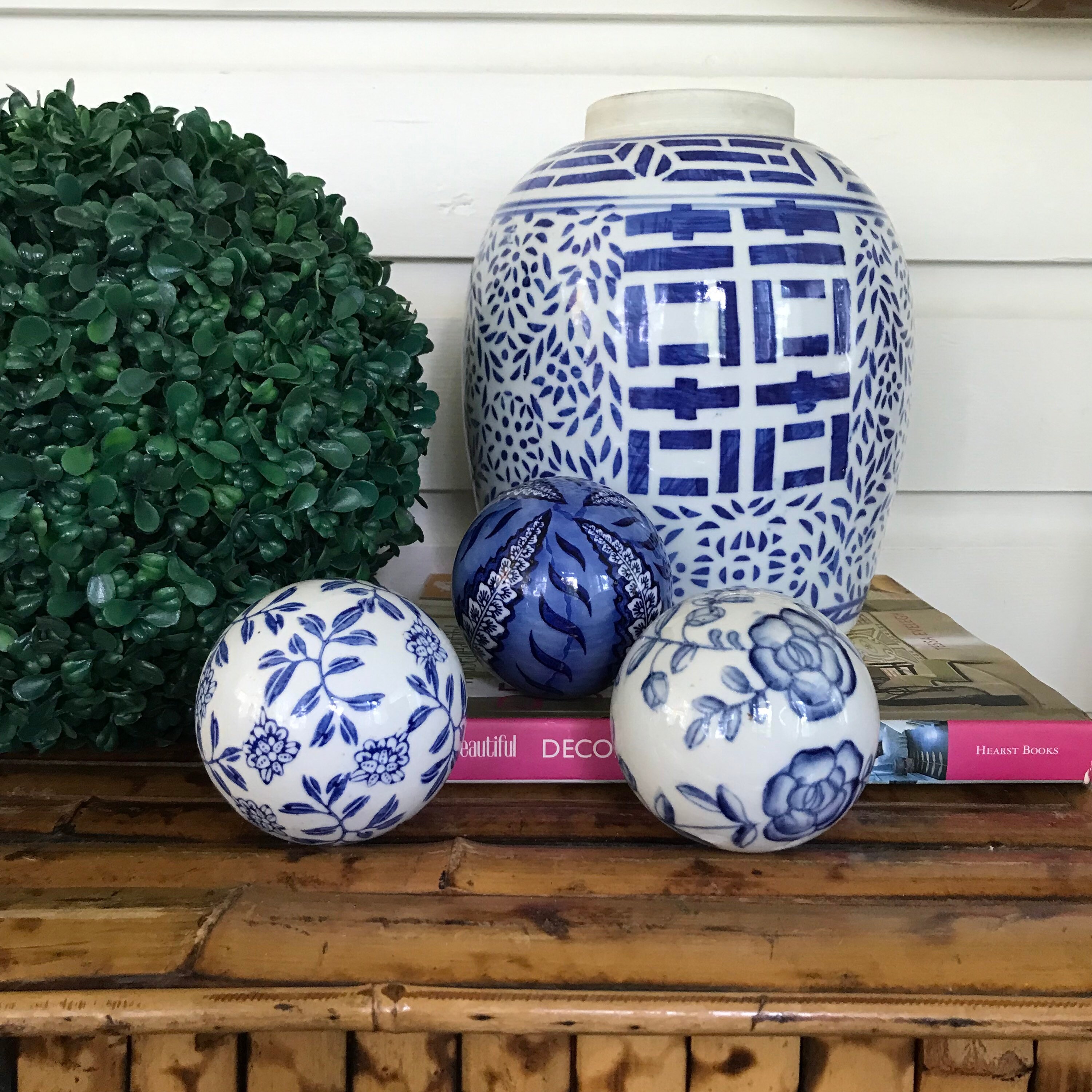 Blue and white Porcelain Carpet Balls set of 3 Decorative Etsy