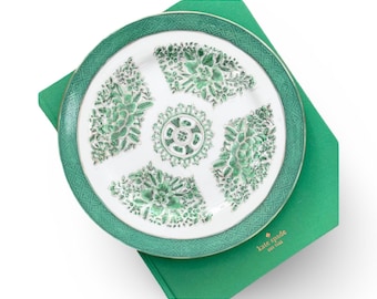 Vintage Green & Gold Fitzhugh Porcelain Plate | Chinoiserie Preppy Grand Millennial
